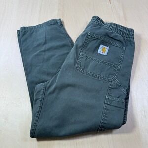 Carhartt WIP Olive Green Relaxed Fit Carpenter Pants Elastic Waist Men's
